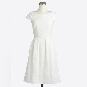 J. CREW Women’s White Eyelet Short Sleeves  Lined Mini Dress Size 8